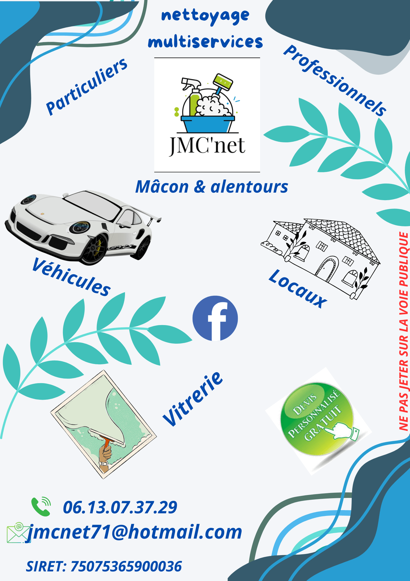 Si vous avez besoin de nettoyer vos locaux, vitres, canapé ou même votre véhicule à domicile, que vous soyez particuliers ou professionnels, n'hésitez pas à me contacter.
Sur Mâcon et 30 kms autour.