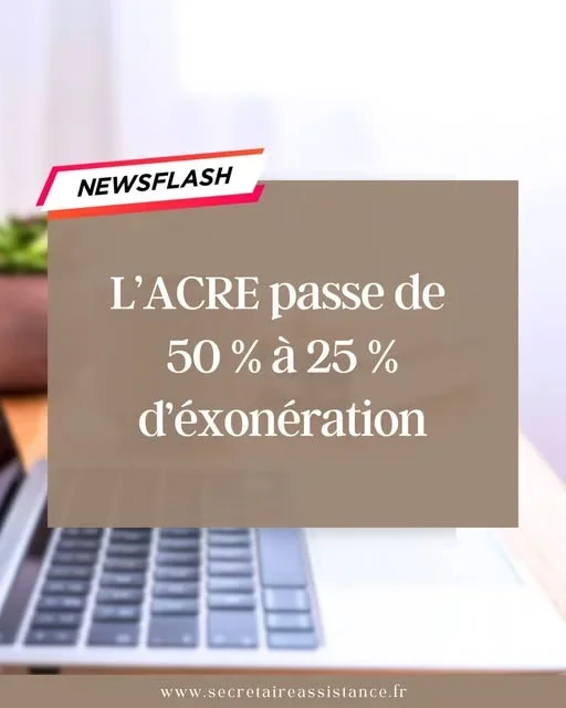 📢 L’ACRE change fortement en 2026 : ce dispositif d’aide que beaucoup connaissent risque d’être moins avantageux, mais il y a aussi quelques nouveautés à retenir 💡.Voici les 4 points essentiels à connaître :1️⃣ Exonération réduite :👉 L’avantage ACRE passe de 50 % à seulement 25 % d’exonération de cotisations sociales.➡️ Pour les micro-entrepreneurs, cela s’appliquera aux créations à partir du 1ᵉʳ juillet 2026. Si vous créez avant le 1ᵉʳ juillet 2026, vous pouvez bénéficier de l’ancien taux de 50 %.🗓️ Important : pour les autres travailleurs non-salariés (entreprise individuelle classique, gérants de SASU, EURL, etc.), la baisse s’applique depuis le 1ᵉʳ janvier 2026.2️⃣ Délai pour faire la demande :Avant, l’URSSAF recommandait simplement de la transmettre « le plus tôt possible » après votre création, mais sans délai officiel.👉 Désormais vous disposez de 60 jours maximum après la date de début d’activité figurant sur votre justificatif INPI pour déposer votre demande.Passé ce délai, vous perdez votre droit à l’ACRE.&nbsp;3️⃣ Nouveau formulaire ACRE :👉 Un formulaire simplifié est désormais disponible sur le site de l’URSSAF, avec moins de champs à remplir.&nbsp;4️⃣ Nouvelle condition d’éligibilité :👉 Les micro-entreprises domiciliées en Zones France Ruralités Revitalisation (ZFRR) peuvent désormais bénéficier de l’ACRE, même sans remplir d’autres conditions sociales classiques.📌 Besoin d’aide pour votre création, votre demande d’ACRE ou l’organisation administrative de votre projet ? 📩 Je suis là pour vous accompagner 🤝—👩💼 Delphine – Secrétaire AssistanceFacilitatrice administrative pour entrepreneurs📞06 86 20 38 62📧 secretaireassistance@outlook.fr💻 https://www.secretaireassistance.fr👉 Réservez un appel gratuit et sans engagement :📞 https://calendly.com/secretaireassistance/nouvelle-reunion#ACRE #MicroEntrepreneur #CréationEntreprise #ActualitéEntrepreneurs #Urssaf #GestionAdministrative #SecrétaireAssistance