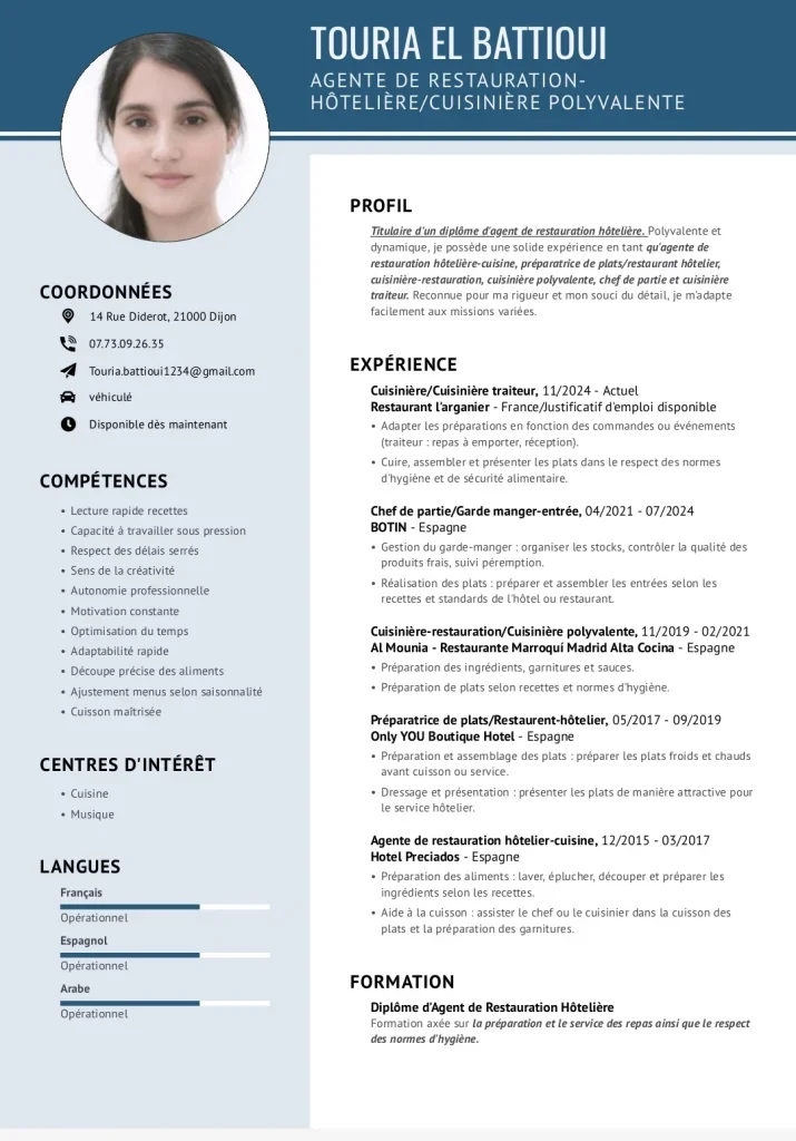 Je cherche un emploi du travail dans la restauration 
