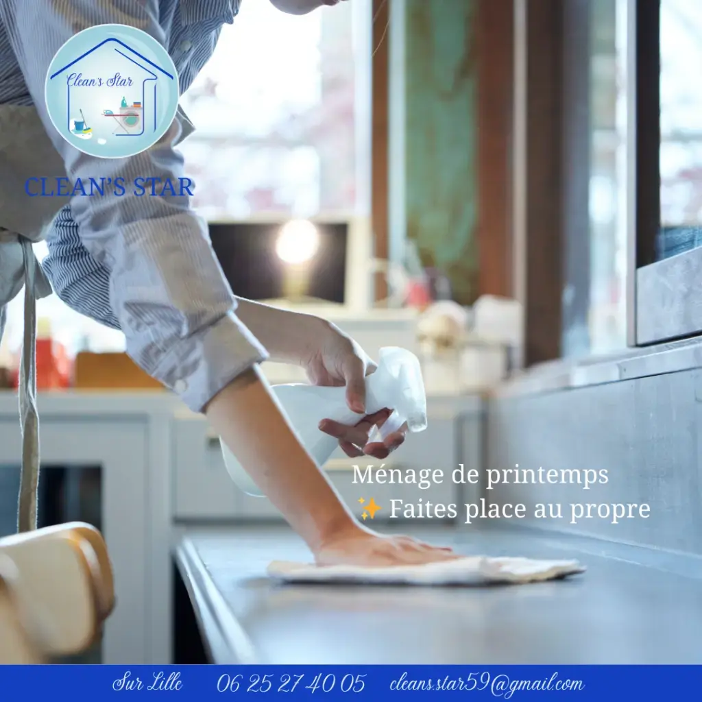 🌸 Le printemps…et avec lui, l’envie de tout remettre en ordre&nbsp;Un intérieur propre, frais et agréable, ça change tout au quotidien.Nous sommes là pour vous accompagner dans votre ménage de printemps, en toute simplicité.📍 Intervention sur Lille et ses alentoursDemandez votre devis via notre formulaire : https://get.formulaire.info/form?p=L4hy9jbGOu contactez-nous :&nbsp;📞 06 25 27 40 05📧 cleans.star59@gmail.com#CleansStar #MenageDePrintemps #Nettoyage #MaisonPropre #Printemps #ServiceLocal