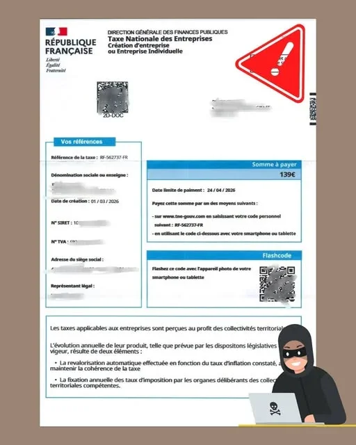 🚨 ARNAQUE : “Taxe Nationale des Entreprises”Une de mes clientes a reçu ce courrier quelques semaines après la création de son entreprise, comme tant d'autres sur lesquels je vous avais déjà alertés ! Celui-ci est nouveau… Ils n'arrêtent pas le progrès 🤬Tout y est pour semer le doute : mise en page officielle, logo de la République Française, référence à la DGFiP… c’est plutôt bien imité.Sauf que cette “Taxe Nationale des Entreprises” n’existe tout simplement pas.👉 Premier réflexe : toujours vérifier l’URL si vous le recevez par mail !Ici, le site mentionné est en “.com”. Or, les sites officiels français se terminent en “.gouv.fr”. C’est un signal d’alerte immédiat.Le mode opératoire est bien rodé :• un montant raisonnable pour ne pas éveiller les soupçons (139 €)• un délai court pour pousser à payer rapidement• une cible précise : les créateurs d’entreprise, souvent submergés de courriers administratifs⚠️ Important à savoir :Lors de la création d’une entreprise, il est tout à fait normal de recevoir de nombreux courriers. Mais parmi eux, certains sont trompeurs ou frauduleux. Il faut donc rester vigilant et prendre le temps de vérifier chaque demande.❌ Si vous recevez ce type de document :Ne payez pasNe scannez pas le QR codeNe renseignez aucune information✔️ Vous pouvez le signaler sur : signal.conso.gouv.fr ou cybermalveillance.gouv.fr🔁 N'hésitez pas à partager ce message pour éviter que d’autres entrepreneurs ne se fassent piéger.Delphine de Secrétaire Assistance#arnaque #courrierfrauduleux #créationentreprise