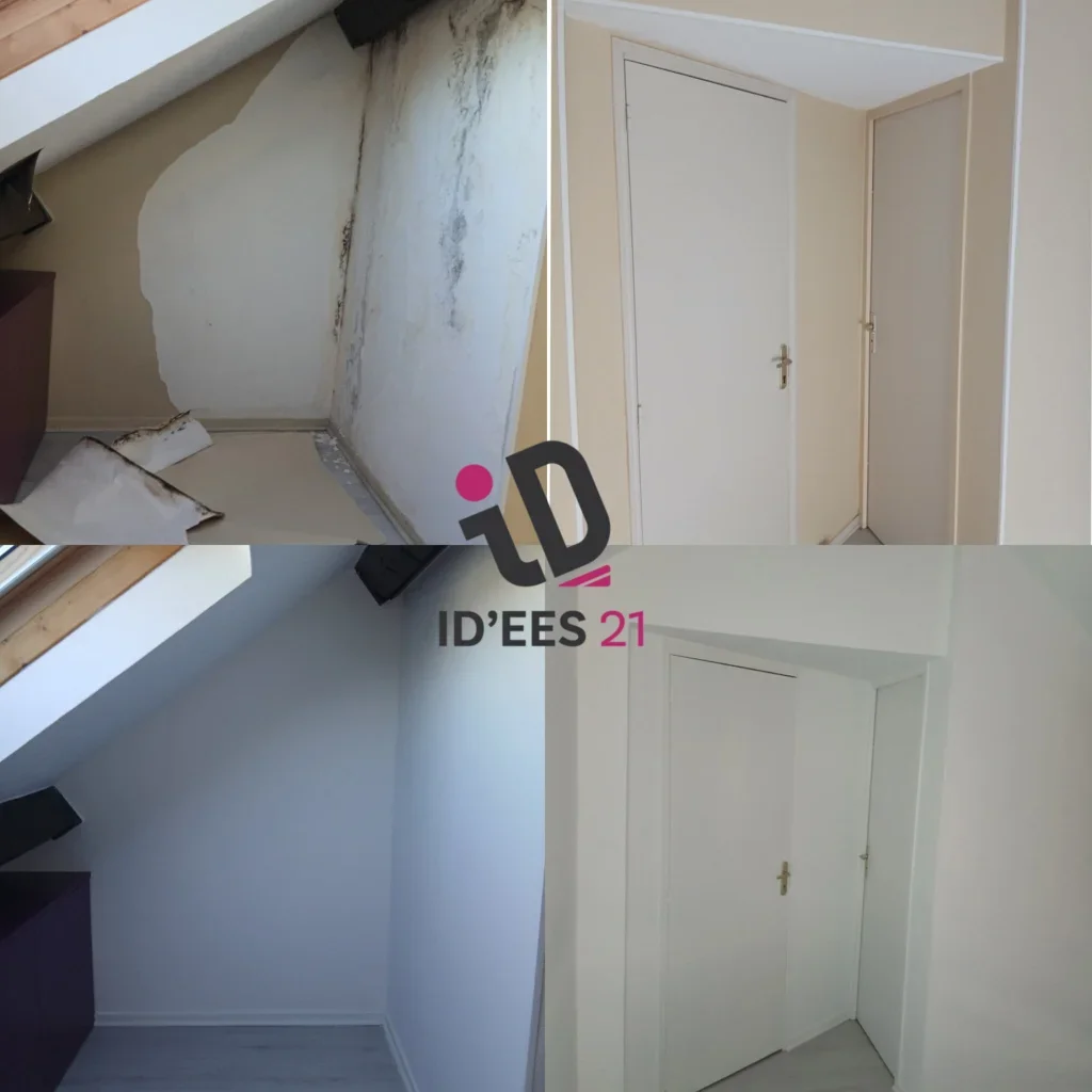 Avant / Après 🔨Dégât des eaux suite à une infiltration sous toiture…Les murs étaient fortement touchés (humidité + moisissures).👉 Intervention pour assainir, traiter et remettre l’ensemble en état.Aujourd’hui : un appartement propre, sain et encore un client satisfait ✨📍 Disponible pour vos chantiers de rénovation et après sinistre📩 N’hésitez pas à me contacter📞 06 62 23 56 43📩 Samy.beneddif@groupeidees.fr#AvantAprès #Rénovation #DégâtsDesEaux #Travaux #Bâtiment #AprèsSinistre #IDEES21