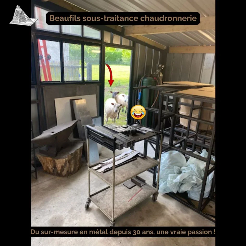 Entre deux réalisations, nous avons parfois de la visite à l'atelier...Visiblement, le comité de contrôle qualité est satisfait du travail. 😄N’hésitez pas à nous contacter pour échanger sur votre besoin📱 06 85 28 14 97📧 yb.bstc@outlook.fr🏚 Artisan basé en Eure-et-Loir🚚 Livraison possible partout en France#BSTC #Chaudronnerie #Atelier #Humour #Metallerie #FabricationSurMesure #EureEtLoir #Artisanat #Moutons #VieDAtelier