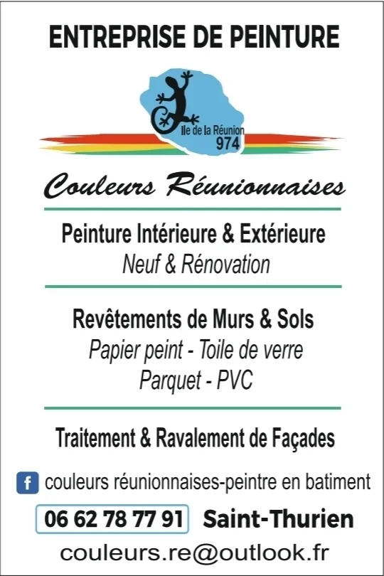 Entreprise couleurs réunionnaises basée a Saint-Thurien 29380 propose c'est services ravalement nettoyage haute pression et intérieure plus de renseignements contactez moi au 06 62 78 77 91