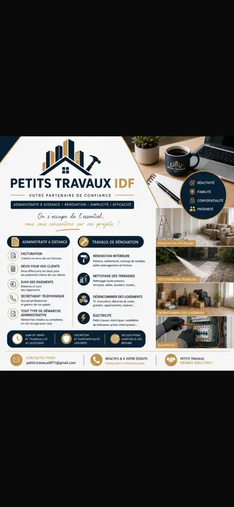 Bonjour suite à mes nombreuses expériences diverses je vous propose mes services administratifs dans tout les domaines (administratif simple, création de société, comptabilité, gestion de planning, contrat de travail déclaration des salariés etc).