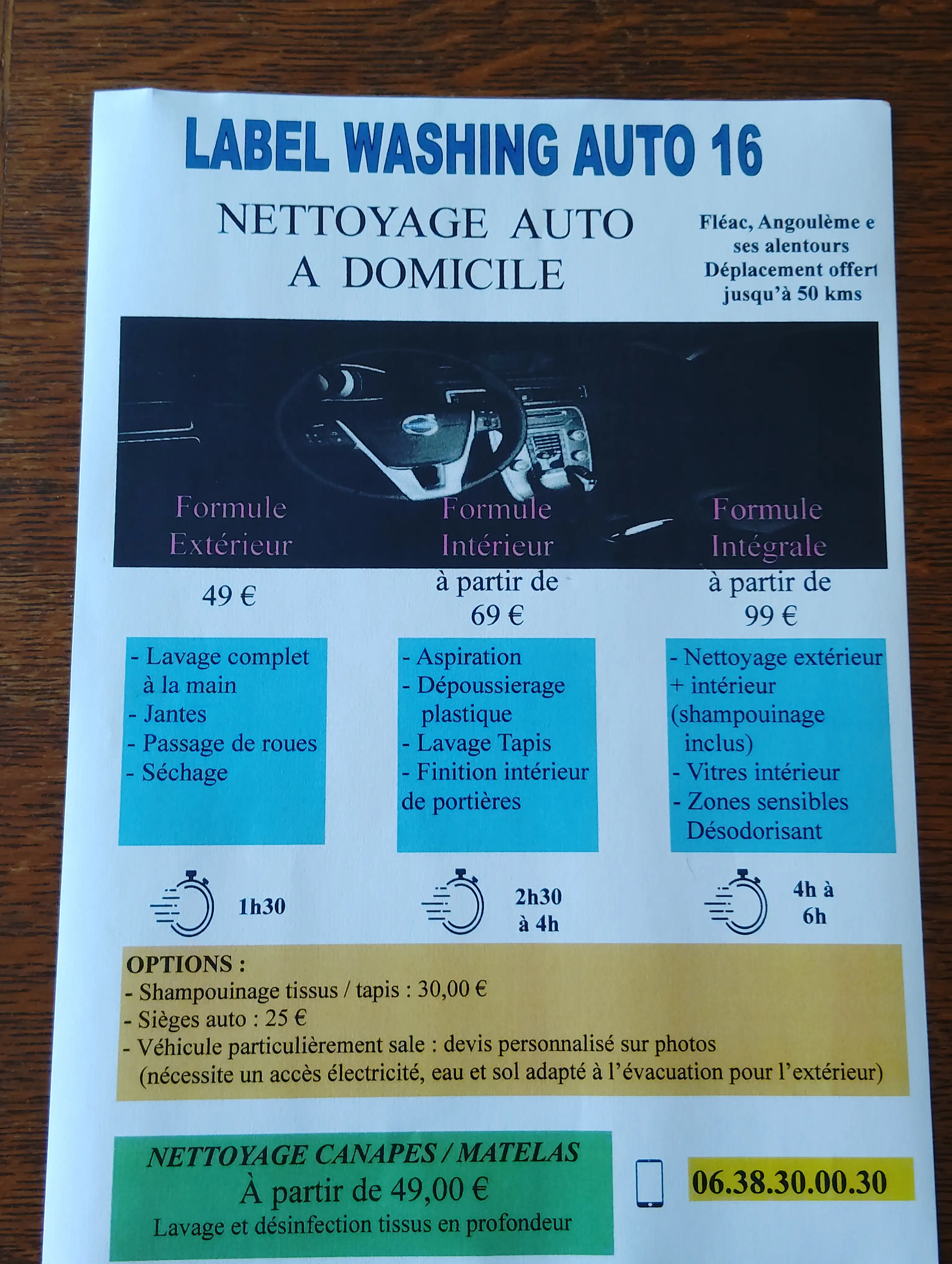 Lavage auto à domicile - Fléac (16730)
