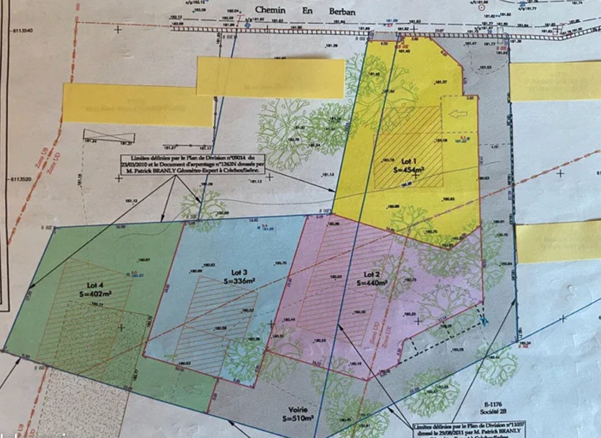 Terrain 402 m² LA CHAPELLE DE GUINCHAY